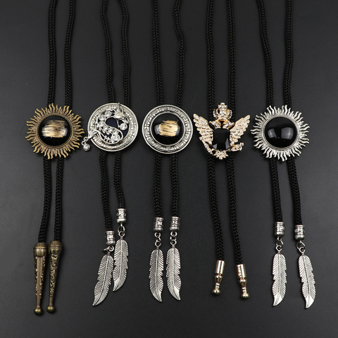 Collier Bolo pour hommes et femmes, nouvelle tendance, populaire, Western Cowboy Star, collier de danse, cravate rétro, chemise Imitation obsidienne pendentif ► Photo 1/1