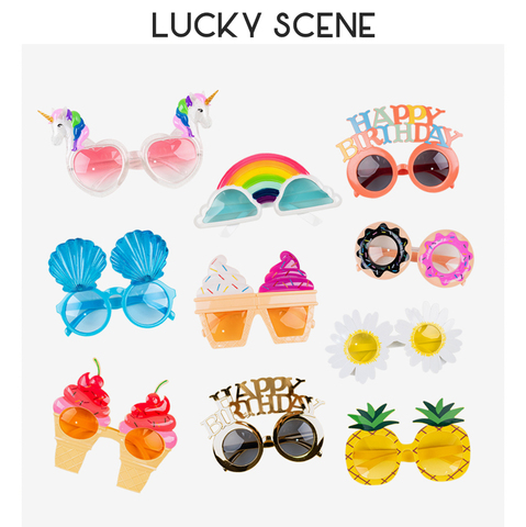 Drôle anniversaire en plastique fête lunettes Photo stand accessoires lunettes été fête fournitures enfants fête faveurs S01058 ► Photo 1/4