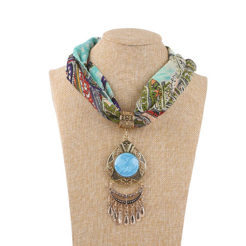RUNMEIFA – colliers pendentifs en mousseline de soie pour femmes, écharpe, bijoux, nouvelle mode, Vintage, Long gland, Style bohème, solide ► Photo 1/6
