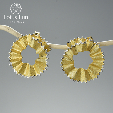 Lotus – boucles d'oreilles à clous en argent Sterling 925 et or 18 carats pour femmes, bijoux fins, Design crayon, créatif, amusant, cadeau ► Photo 1/6