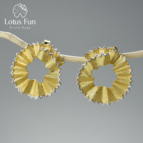 Lotus – boucles d'oreilles à clous en argent Sterling 925 et or 18 carats pour femmes, bijoux fins, Design crayon, créatif, amusant, cadeau ► Photo 1/6