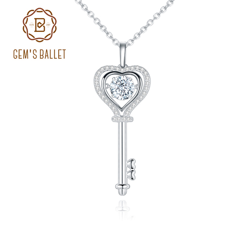 Collier pendentif clé en diamant, diamant, BALLET des gemmes, 1.0Ct D couleur, avec pierre en argent Sterling 925 ► Photo 1/6