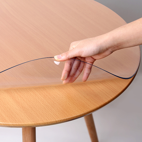 Imperméable Table Ronde Chiffon Doux Verre PVC Transparent En Plastique 2mm Épais Tapis de Table Cristal Nappe Table Basse Pad ► Photo 1/5