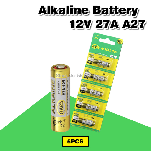 Batterie alcaline 12V 27a, 5 pièces, G27A, MN27, MS27, GP27A, A27, L828, V27GA, ALK27A, A27BP, K27A, VR27, R27A, pour sonnette, alarme, télécommande ► Photo 1/6