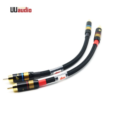 UU27 2 pièces/paire HIFI 4N-OFC câble RCA mâle-mâle câble Audio/0.2m 0.5m 1m 1.5m 5M noir ► Photo 1/6