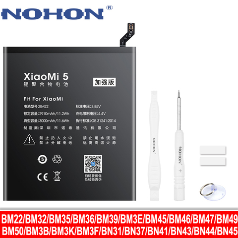 NOHON BM47 BP41 BM46 BN43 BN41 BN31 BM36 BM39 BM22 BM3E BM35 BM45 BM49 BM50 BM3F BM3B BN45 BN44 Batterie Pour Xiaomi MI Redmi Note ► Photo 1/6