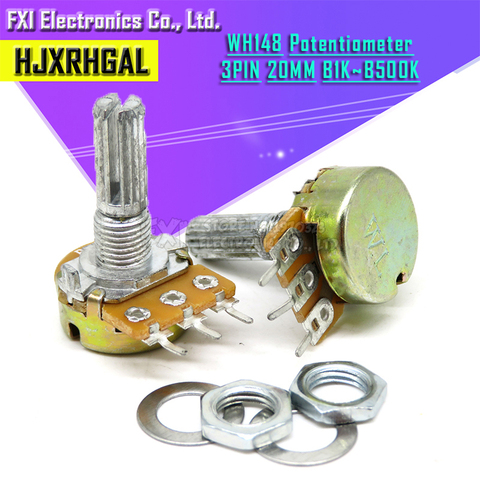 10 pièces WH148 B1K B2K B5K B10K B20K B50K B100K B500K 3Pin 20mm Arbre Amplificateur Double Potentiomètre Stéréo 1K 2K 5K 10K 50K 100K ► Photo 1/2