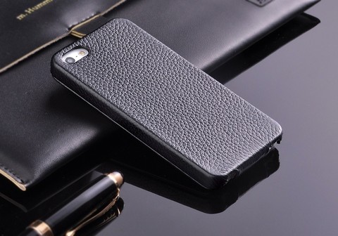 100% étui à rabat Vertical en cuir véritable pour iPhone 5 5S SE Litchi Stria cuir véritable de haute qualité avec protecteur d'écran gratuit ► Photo 1/6