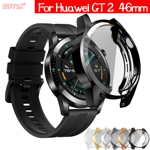 Montre étui pour huawei en TPU GT 2 46mm bracelet bracelet montre GT/GT2 46mm doux plaqué tout autour de la couverture de protection d'écran coques antichoc ► Photo 1/6