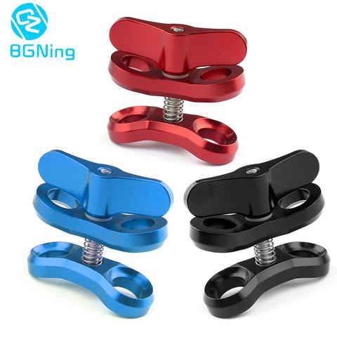 CNC trépied papillon pince pince 2 3 trou ouvert lumière de plongée support connecteur tête de boule montage adaptateur pour Gopro Sports SLR caméra ► Photo 1/6