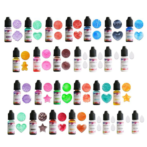 24 couleurs 10ML Art encre alcool résine Pigment Kit résine liquide Colorant Colorant encre Diffusion UV résine époxy savon bijoux faisant des outils ► Photo 1/6