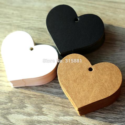 Étiquettes en papier Kraft en forme de cœur, blanc, noir, marron, pour le jardinage, étiquette vierge artisanale pour Note de mariage, 6.5x5cm, lot de 100 pièces ► Photo 1/3