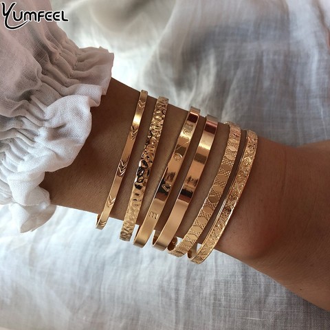 Yumfeel Bracelet réglable Bracelet pour femmes Bracelet manchette en métal et bracelets bijoux Pulseira Feminia ► Photo 1/6