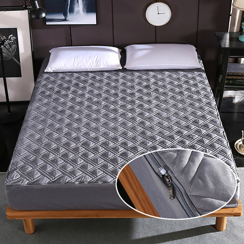 Housse de protection de matelas de lit avec fermeture éclair 8 couleurs, couvre-matelas en Fiber souple, épais, Anti-acariens ► Photo 1/6