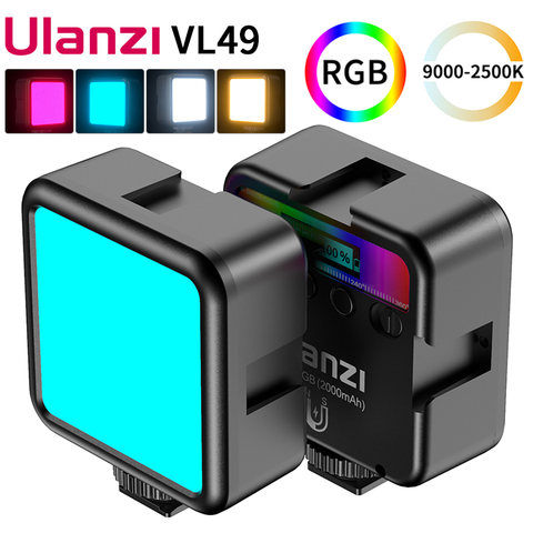 Ulanzi VL49 Mini RGB LED lumière vidéo 2700K-9000K sur caméra lumière de remplissage photographie éclairage poche en direct Tiktok Vlog lumière lampe ► Photo 1/6