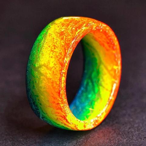 Résine créative thermochromique lueur anneau Joker Cool nuit fissure anneau discothèque barre anneau pour mariée anneaux de mariage hommes femmes bijoux ► Photo 1/6