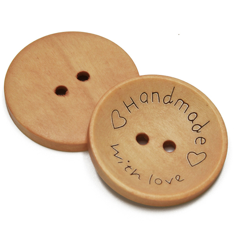 10 pièces Laser fait main rond Grain de bois gros boutons en bois couleur naturelle 25mm 30mm couture Scrapbooking pour manteaux pardessus 2 trous ► Photo 1/5