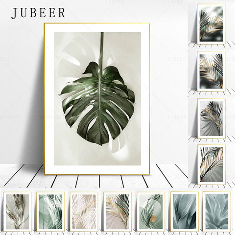 Affiches de feuilles de Style scandinave et impressions feuilles vertes Art mural photos de plantes pour la maison affiches sur l'art de décoration murale ► Photo 1/1