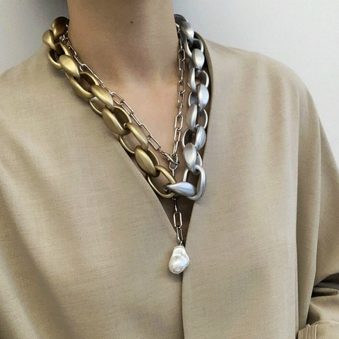 Collier CCB en or Punk de haute qualité, chaîne épaisse, collier pour femme, collier Antique, bijoux féminins de luxe ► Photo 1/6