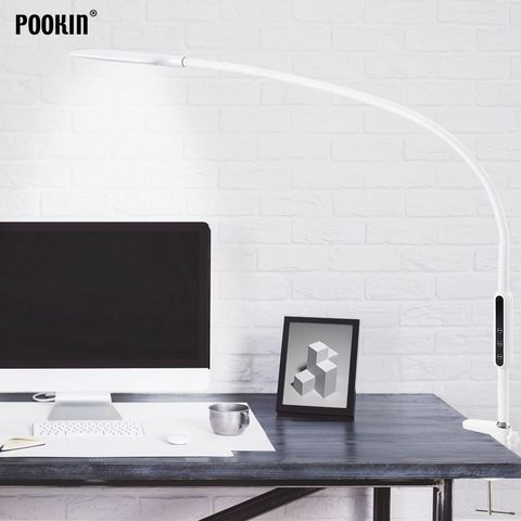 Lampe de Table Led à bras Long avec Clip, avec télécommande, protection des yeux, pour chambre à coucher, luminosité et couleur à 5 niveaux ► Photo 1/6