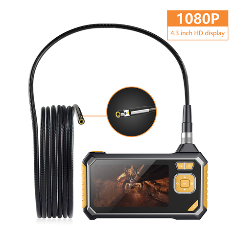 Endoscope industriel numérique à double objectif, caméra serpent LCD 4.3 pouces 1080ph IP67, caméra d'inspection étanche avec 32 go ► Photo 1/6