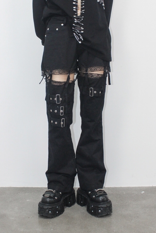 Ruibbit Rock Punk Patchwork métal fermeture éclair survêtement Hip-hop Harem piste pantalon noir coréen Harajuku pantalon de survêtement bas de coton ► Photo 1/6