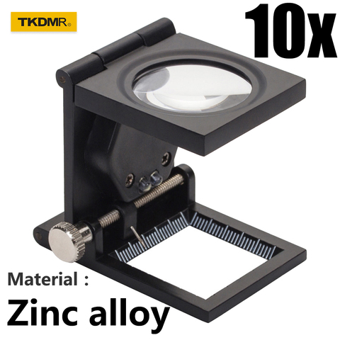 TKDMR – Loupe de Table 10X, Loupe d'inspection de tissus textiles, Loupe à échelle pliante avec 2 LED bijoux ► Photo 1/6