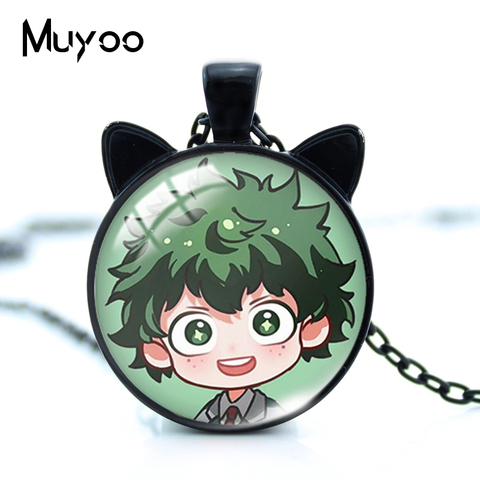 Nouveau Anime Yuri sur verre de glace Cabochon oreilles de chats collier Yuri Katsuki Plisetsky verre gemme pendentif avec deux oreilles bijoux cadeaux ► Photo 1/6