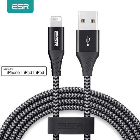 ESR MFI Câbles Lightning pour iPhone SE 2022 11 X XS XR 8 7 plus USB A à Foudre Câbles De Charge Rapide 2.4A Câble de Données 1M 2M ► Photo 1/6