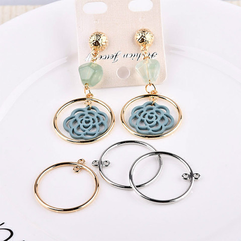 Boucles d'oreilles circulaires et minimalistes coréennes, bricolage de boucles d'oreilles en alliage, galvanoplastie, paquet d'accessoires fait à la main ► Photo 1/5