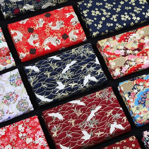 Tissu cheongsam d'impression 100% coton pour robe et Patchwork de style japonais, matériau textile domestique 150x50cm ► Photo 1/5