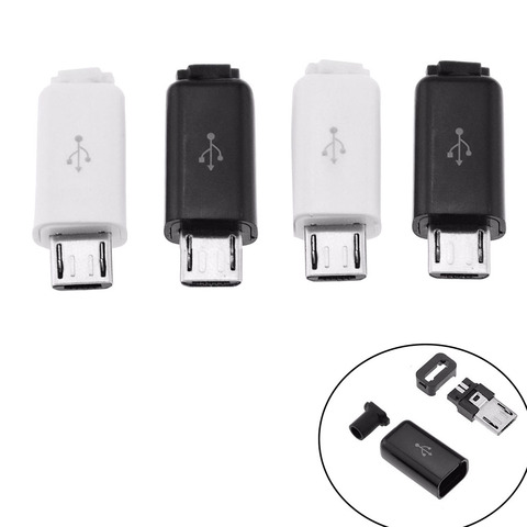 10 pièces 4 en 1 Micro USB connecteur mâle prise noir/blanc soudage données OTG ligne interface bricolage données câble accessoires ► Photo 1/6