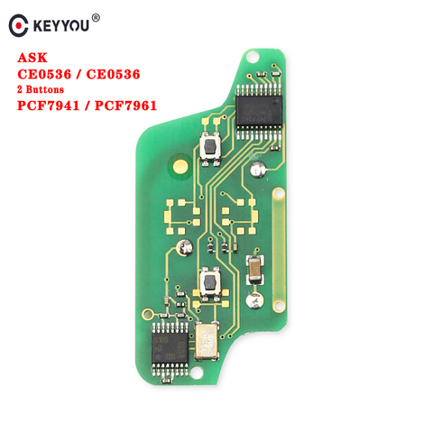 KEYYOU – Circuit imprimé à 2 boutons pour voiture Peugeot 207, 208, 307, 308, citroën C2, C3, C4, C5, ASK, CE0523, Ce0536 ► Photo 1/1