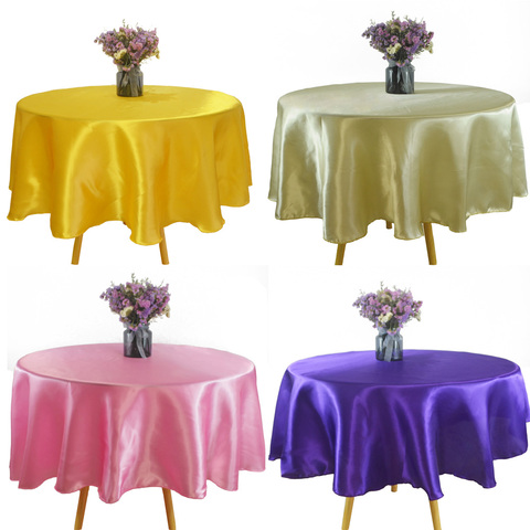 Nappe de Table ronde en Satin, couverture de Table ronde, couleur unie, 145cm, décoration de la maison, mariage, anniversaire et fête de noël ► Photo 1/6