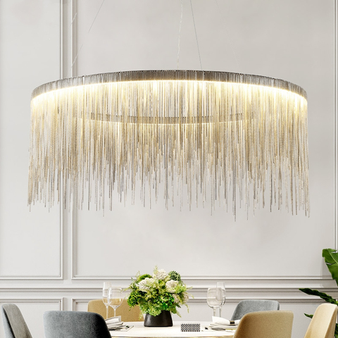 Plafonnier suspendu avec chaîne de pompons, design nordique créatif post-moderne, éclairage d'intérieur, luminaire de plafond, idéal pour un salon ou une salle à manger, LED ► Photo 1/5