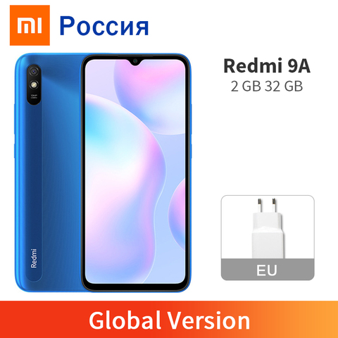 Nouvelle Version mondiale Xiaomi Redmi 9A 2GB 32GB 9 A téléphone portable 5000mAh MTK Helio G25 Octa Core 13MP AI caméra 6.53 