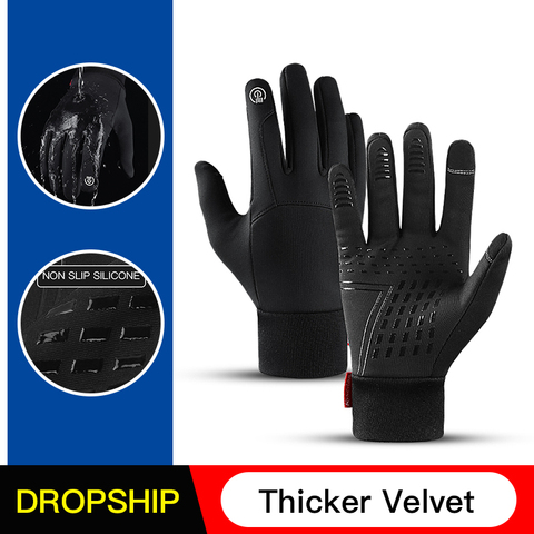 Écran tactile coupe-vent en plein air Sport gants hommes femmes hiver gant polaire thermique chaud course gants anti-dérapant cyclisme gants ► Photo 1/6