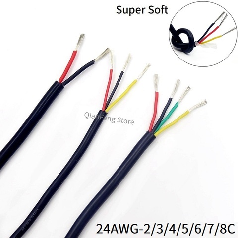 Câble d'alimentation Flexible et isolé, 1M, 24awg, caoutchouc de Silicone, Super doux, 2 3 4 5 6 7 8, cordon d'alimentation multi-cœurs, câble de Signal en cuivre ► Photo 1/6