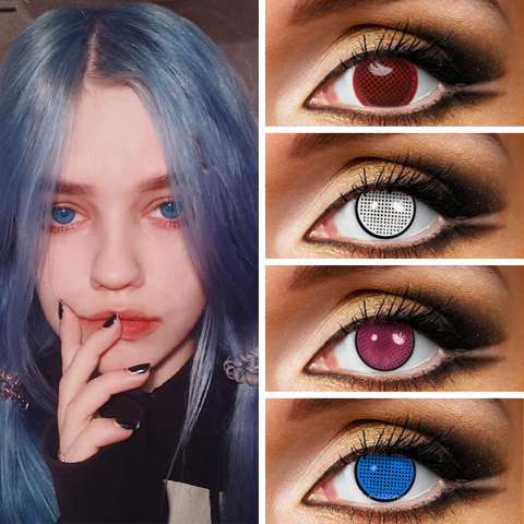 Lentilles de contact colorées pour Cosplay, série pièces/paire mailles, cosmétiques, rouges, blanches ► Photo 1/6