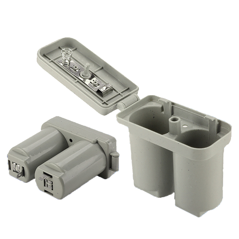 2 pièces Double boîtier de batterie Double compartiments boîte de batterie universelle pour accessoires de chauffe-eau à gaz en plastique gris foncé ► Photo 1/5