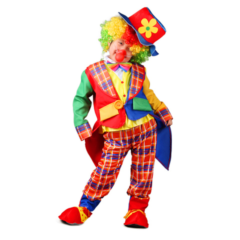 Fantaisie infantil costume clown cosplay pour enfants, haute qualité, chaussures nasales, perruque en polyester, costume pour garçon ► Photo 1/6