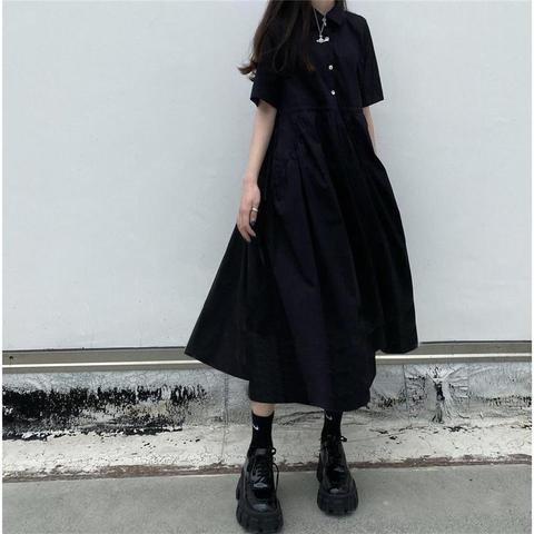 Robe de rue japonais Lolita, robe longue mi-longue, Kawaii, Vintage, noire Chic, pour femme printemps automne 2022 ► Photo 1/6