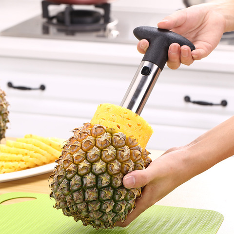 1 pièce éplucheur d'ananas facile à utiliser en acier inoxydable, accessoires trancheurs d'ananas, couteau à fruits, carottier, trancheur, outils de cuisine ► Photo 1/6