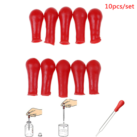 10 pièces Résistant Aux Acides Et Aux Alcalis Compte-gouttes Rouge Latex Tête Bouteille Goutte Latex Casquettes Équipement De Laboratoire De Chimie De Laboratoire Fournitures ► Photo 1/6