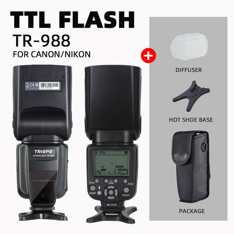 TRIOPO TR-988 Flash professionnel Speedlite TTL avec * synchronisation haute vitesse * pour Canon d5300 Nikon d5300 d200 d3400 d3100 appareils photo reflex numériques ► Photo 1/6