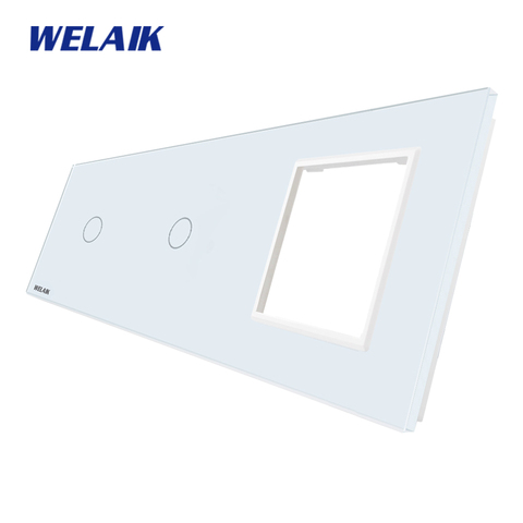 WELAIK EU tactile-interrupteur bricolage-pièces-verre-panneau seulement-applique murale-interrupteur cristal-verre-panneau carré-trou A39118W/B1 ► Photo 1/3