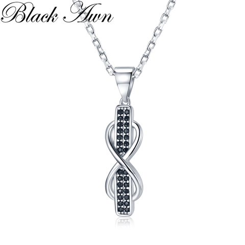 Noir Awn véritable 100% 925 argent Sterling Fine croix bijoux à la mode colliers de fiançailles pour les femmes pendentifs de mariage K055 ► Photo 1/5