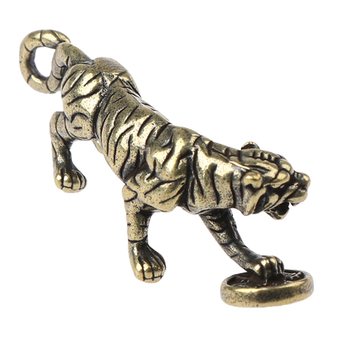 Laiton massif grand tigre Figurines ornements pur cuivre animaux tigres modèle Statue Miniatures décorations de bureau Vintage décor à la maison ► Photo 1/6