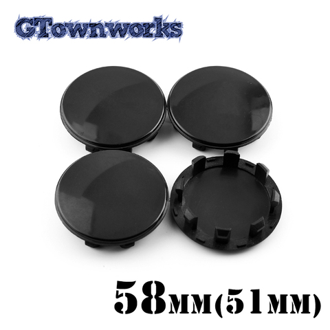 Centre de roue noir 58mm, 4 pièces, couvercle anti-poussière pour jante de voiture 6005879 ► Photo 1/4