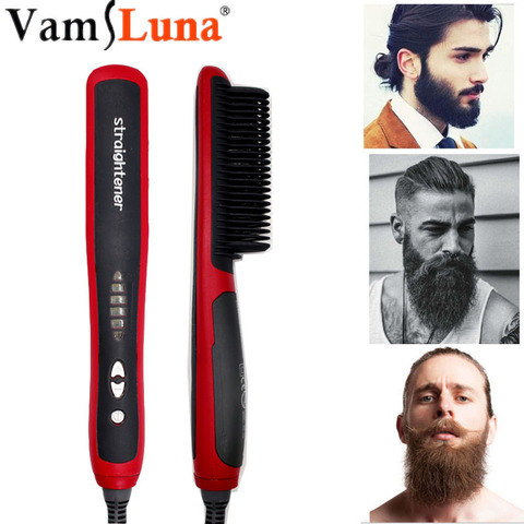 Peigne défrisant pour barbe, Portable, pour homme, chauffage en céramique, peigne antistatique et Anti-brûlure, LED affichage ► Photo 1/6